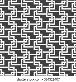 Abstract seamless pattern of intersecting lines. Swatch of white lines on a black background.