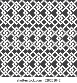 Abstract seamless pattern of intersecting lines. Swatch of white lines on a black background.