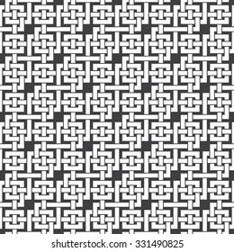 Abstract seamless pattern of intersecting lines. Swatch of white lines on a black background.