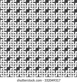 Abstract seamless pattern of intersecting lines. Swatch of white lines on a black background.