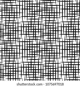Abstract seamless pattern with intersecting straight lines. Black and white Geometric background.
