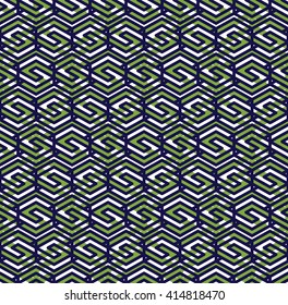 Abstract seamless pattern with interweave lines. Vector overlay wallpaper with geometric figures. Endless decorative background. Op art.