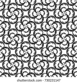Abstract seamless pattern of interwoven multi-layered elements like the leaves of a clover or bubbles with divorce