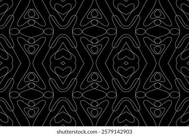 Abstract seamless pattern with intricate line art, featuring a mesmerizing interplay of shapes and curves. Perfect for modern interior design, fashion textiles, and graphic