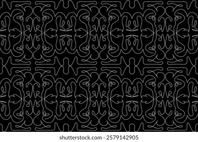 Abstract seamless pattern with intricate line art, featuring a mesmerizing interplay of shapes and curves. Perfect for modern interior design, fashion textiles, and graphic