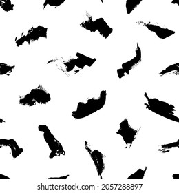 Abstract seamless pattern with irregular brush strokes. Creative monochrome vector background. Modern hand drawn texture with blots, spots. Textile, blog decoration, banner, poster, wrapping paper.