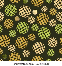 Abstract seamless pattern of irregular circles in shades of green