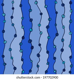 Abstract seamless pattern. Irregular stripes, waves, circles, bubbles. Vector. 