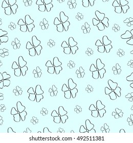 Abstract seamless pattern with isolated blue and white hand drawing flowers. Vector illustration.