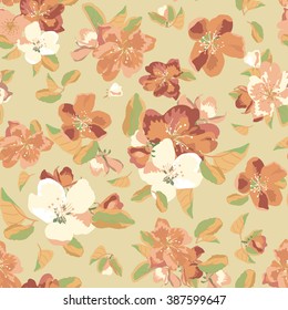 Abstract seamless pattern with isolated hand drawn flowers. Vector illustration.