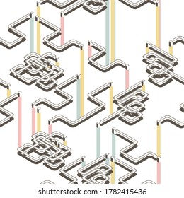 Abstract seamless pattern with isometric elements.