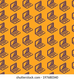 abstract seamless pattern with isometric laptop signs