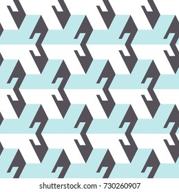 Abstract seamless pattern in isometric style. Three-dimensional elements.