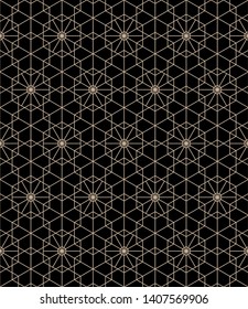 Abstract seamless pattern in japanese kumiko style. Geometric thin line hexagon background. Beautiful for fabric, textile,wrapping paper, laser cutting and engraving.