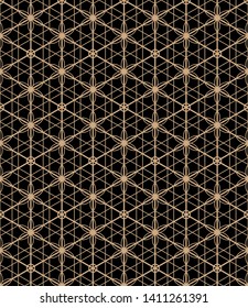 Abstract seamless pattern in japanese kumiko style. Geometric thin line hexagon background. Beautiful for fabric, textile,wrapping paper, laser cutting and engraving.