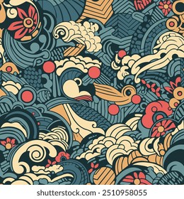 Abstract seamless pattern in Japanese style