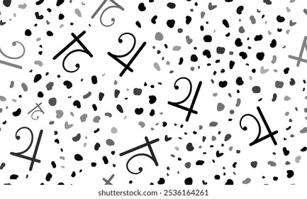 Abstrato padrão sem emenda com símbolos astrológicos júpiter. Fundo de leopardo criativo. Ilustração vetorial sobre fundo branco