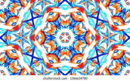 Abstract seamless pattern with kaleidoscope. Bright saturated colors for your design.