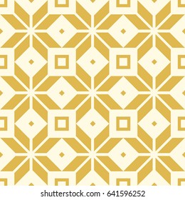 Abstract seamless pattern in kaleidoscope style with repeating four-cornered shapes and yellow lines vector illustration