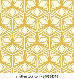 Abstract seamless pattern in kaleidoscope style with white four-cornered shapes and yellow triangles vector illustration