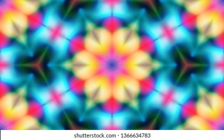 Abstract seamless pattern with kaleidoscope. Symmetric patterns of reflections of figures.