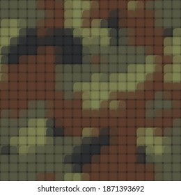 Abstract seamless pattern with khaki and olive colored chaotic overlap circles on dark background. Vector illustration.
