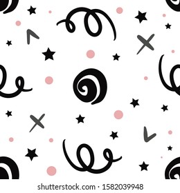 Abstract seamless pattern for kids textile, wrapping paper and other, isolated vector illustration on white background