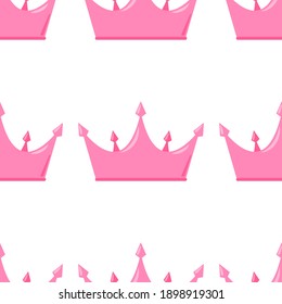 Abstract Seamless pattern with king, princess crowns. Vector Illustration