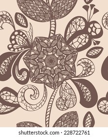 Abstract seamless pattern with lace flowers