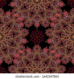 Abstract seamless pattern. Lacy mandala decorative elements. Hand drawn background.