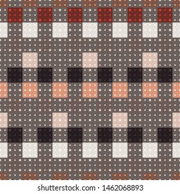 Abstract seamless pattern with layered squares, blocks and tiles. Vector illustration in shades of purple and pink