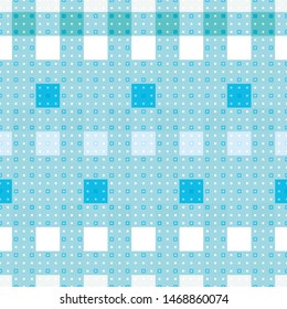 Abstract seamless pattern with layered squares, blocks and tiles. Vector illustration in shades of aqua, blue, green and white.
