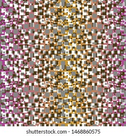 Abstract seamless pattern with layered squares, blocks and tiles. Vector illustration in shades of purple, olive and pink
