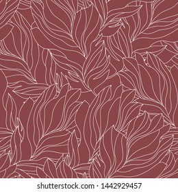 Abstract seamless pattern with leaf. Background for coloring book. Great for wallpaper, fabric, textile. Flat vector style. Vector illustration. 