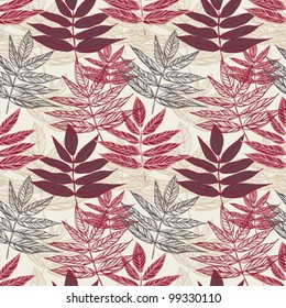 Abstract seamless pattern with leaves
