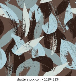 Abstract seamless pattern with leaves  Background with flowers grunge texture