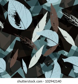 Abstract seamless pattern with leaves  Background with flowers grunge texture