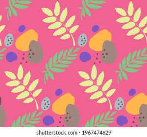 Abstract seamless pattern with leaves and blobs