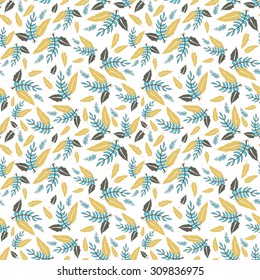 Abstract seamless pattern with leaves. Colorful vector background.