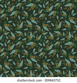 Abstract seamless pattern with leaves. Colorful vector background.