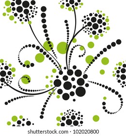 Abstract seamless pattern with leaves and flowers