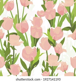 Abstraktes nahtloses Muster mit Blättern und Blumen. Vektorhintergrund für verschiedene Oberflächen. Trendy handgezeichnete Texturen.