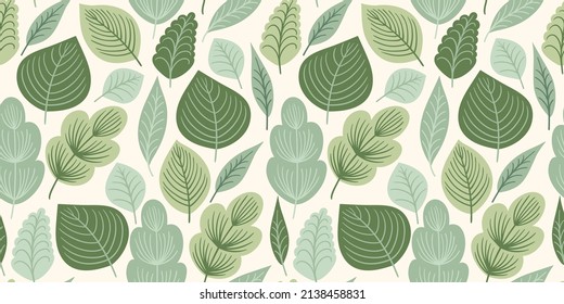 Abstract seamless pattern with leaves and grass. Vector design for paper, cover, fabric, interior decor and other use