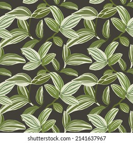 Resumen de un patrón impecable con hojas y pasto. Diseño vectorial para papel, cubierta, tela, decoración interior y otros usos.