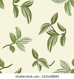 Abstract seamless pattern with leaves and grass. Vector design for paper, cover, fabric, interior decor and other use.