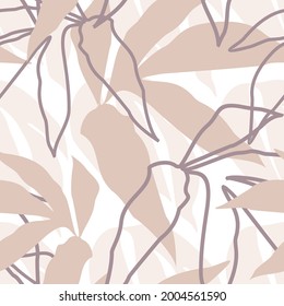 Abstract seamless pattern with leaves. illustration background for various surface. Trendy hand drawn textures.