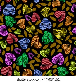 Abstract seamless pattern with leaves, modern background with floral elements. Stylish vector illustration.