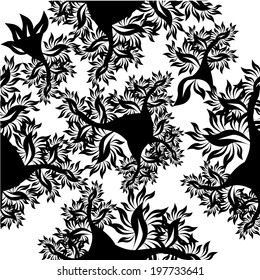 Abstract seamless pattern with leaves of the tree. Vector 