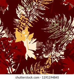 Abstract seamless pattern with leaves. Vector background for various surface. Trendy hand drawn textures.