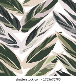 Resumen de patrón sin fisuras con hojas. Fondo vectorial para varias superficies. Texturas dibujadas a mano de moda.